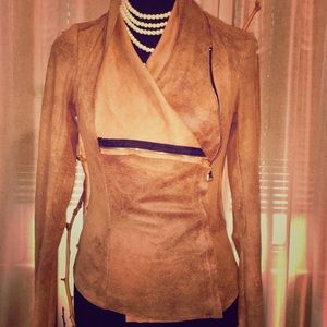 Zara NWOT faux suede stretch moto jacket